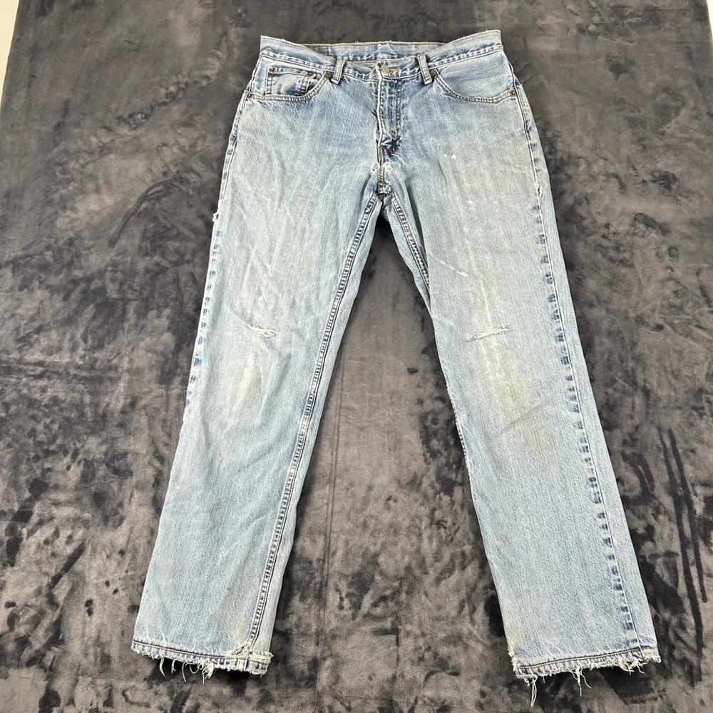Levi's 531 Jeans Mens 34x34 Light Wash Athletic Slim Fit Distressed Blue Denim